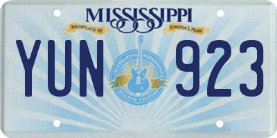 MS license plate YUN923