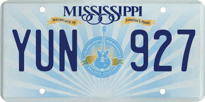 MS license plate YUN927