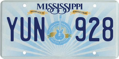 MS license plate YUN928