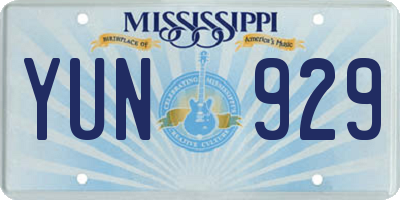 MS license plate YUN929