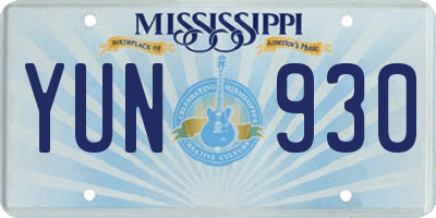 MS license plate YUN930