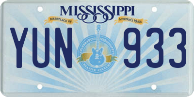 MS license plate YUN933