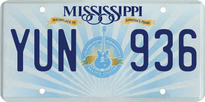 MS license plate YUN936