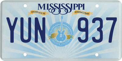 MS license plate YUN937