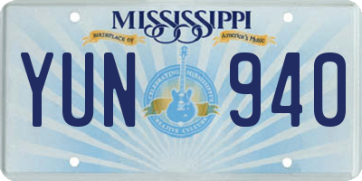MS license plate YUN940