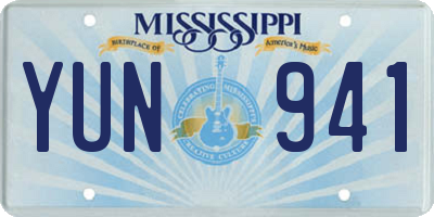 MS license plate YUN941
