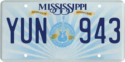 MS license plate YUN943
