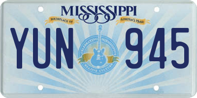 MS license plate YUN945