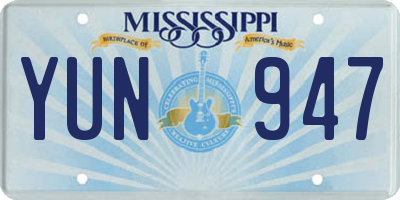 MS license plate YUN947