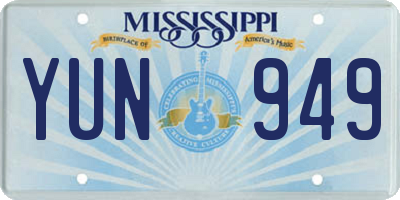 MS license plate YUN949