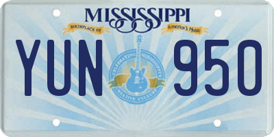 MS license plate YUN950