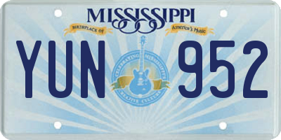 MS license plate YUN952