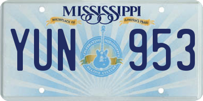 MS license plate YUN953