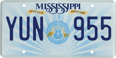 MS license plate YUN955