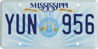 MS license plate YUN956