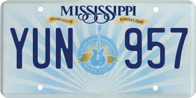 MS license plate YUN957