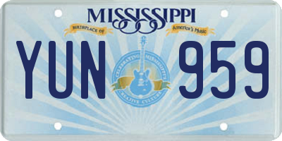 MS license plate YUN959