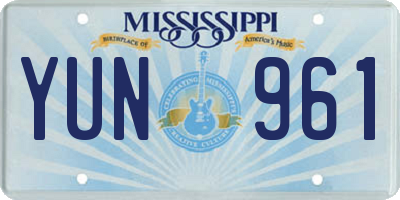 MS license plate YUN961