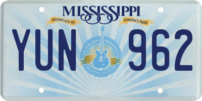 MS license plate YUN962