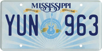 MS license plate YUN963