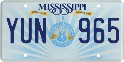 MS license plate YUN965