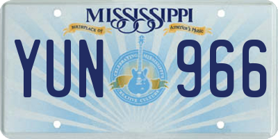 MS license plate YUN966