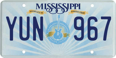 MS license plate YUN967