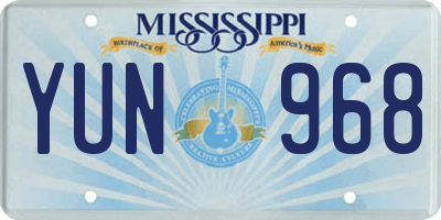 MS license plate YUN968