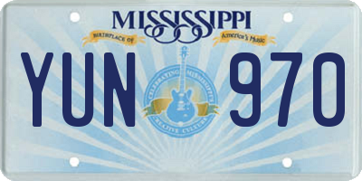 MS license plate YUN970