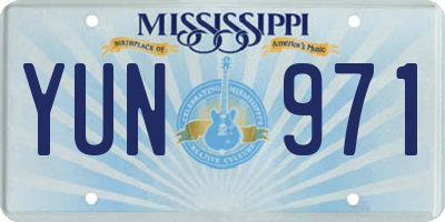 MS license plate YUN971