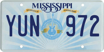 MS license plate YUN972