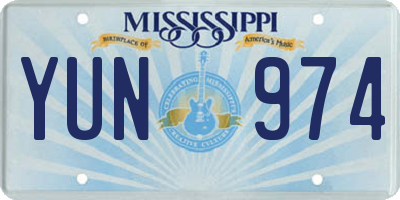 MS license plate YUN974