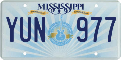 MS license plate YUN977