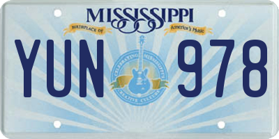 MS license plate YUN978