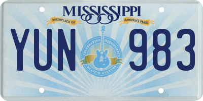 MS license plate YUN983