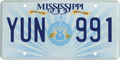 MS license plate YUN991