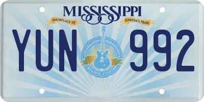 MS license plate YUN992