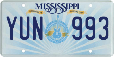 MS license plate YUN993
