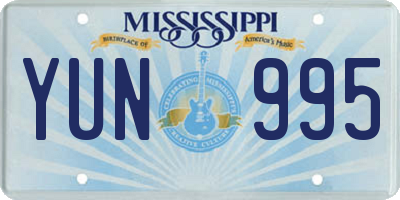 MS license plate YUN995