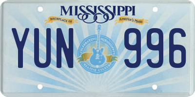 MS license plate YUN996
