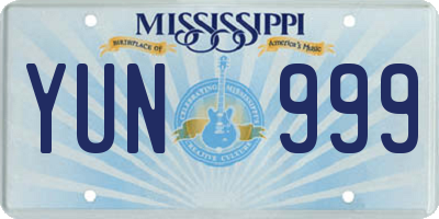 MS license plate YUN999