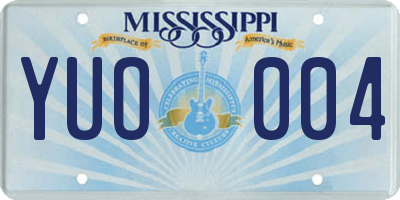 MS license plate YUO004