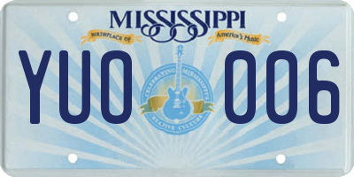 MS license plate YUO006