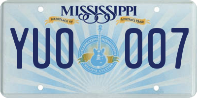 MS license plate YUO007