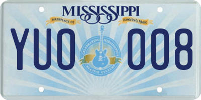 MS license plate YUO008