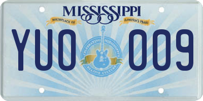 MS license plate YUO009