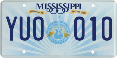 MS license plate YUO010