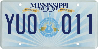 MS license plate YUO011