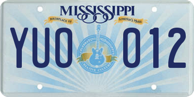 MS license plate YUO012