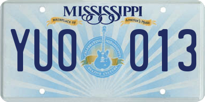 MS license plate YUO013